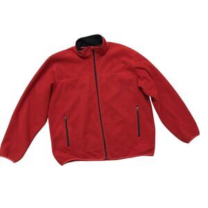LANDS END Mens XL Red Fleece Jacket Full Zip Up